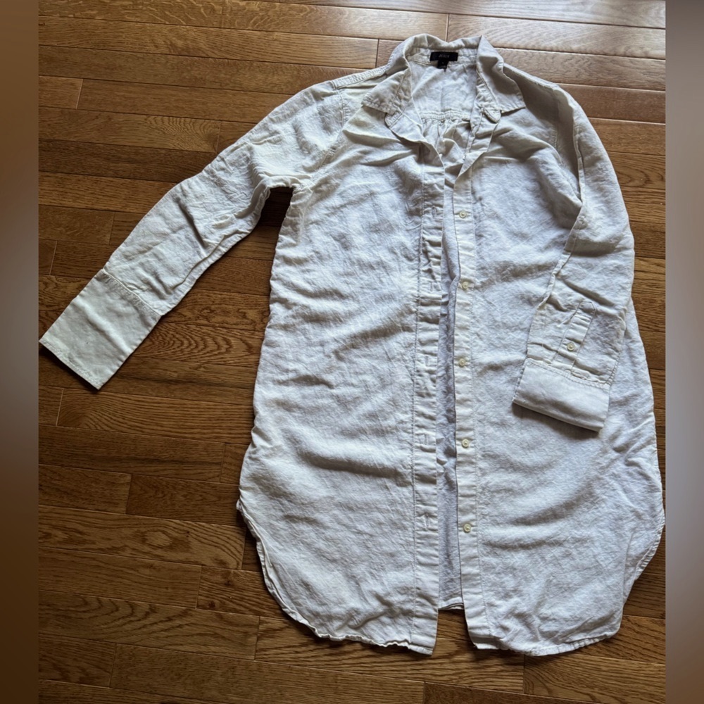 J Crew Cotton beige linen shirt dress 6